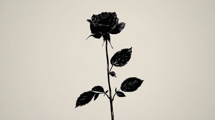 Black rose illustration on a subtle background  