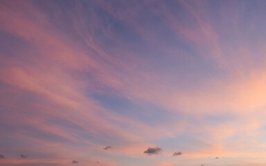 Beautiful sunset sky with thin clouds.