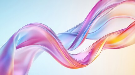 Abstract flowing ribbons in pastel colors on a soft background