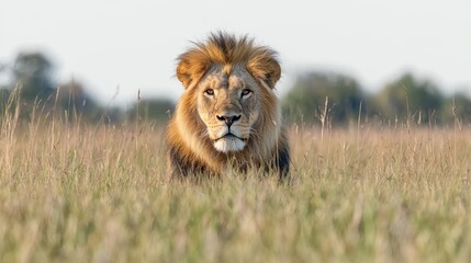 Male Lion in African Savanna