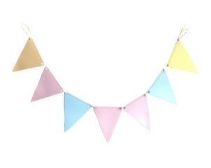 Colorful Pennant Banner on Transparent Background