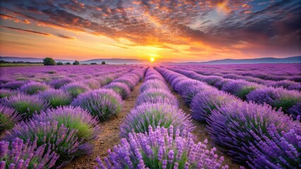 Lavender fields at sunset , lavender flowers, nature photography