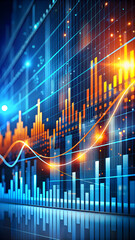 a futuristic financial stock market chart with glowing graphics