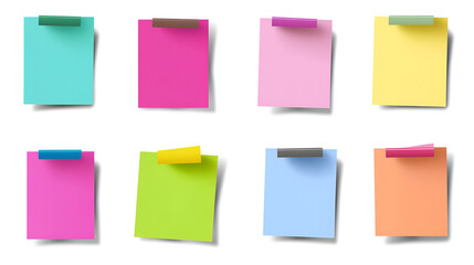 colorful sticky notes on isolated white background.ai generative