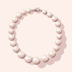 Obraz premium White pearl bracelet on beige background.