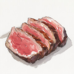 Juicy Slices of Cooked Meat on a Plate for Culinary Illustrations