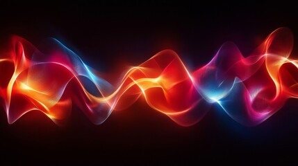 Abstract Wave Design with Red and Blue Flowing Energy on Black Background