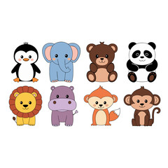 Cute Cartoon Animal Characters Illustration