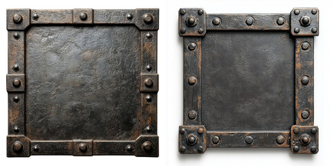 Textured metal frame with rivets for industrial design project