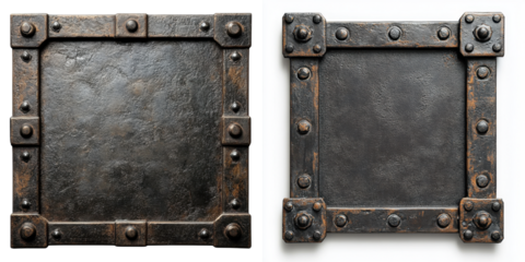 Textured metal frame with rivets for industrial design project