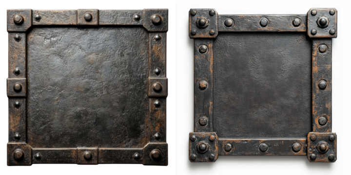 Textured metal frame with rivets for industrial design project