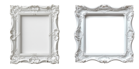 Elegant White Photo Frames with Intricate Baroque Design Details
