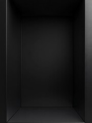 Empty black box interior, minimalist background.