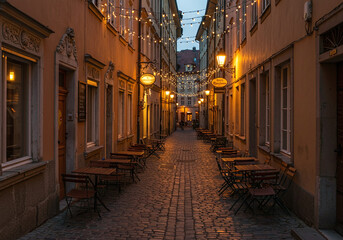 Fototapeta premium narrow street at night