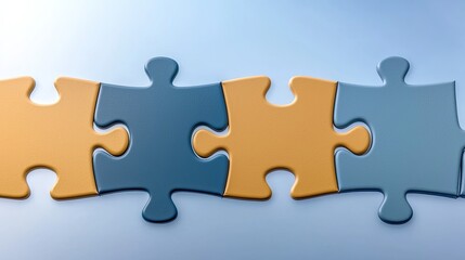 Obraz premium Colorful Interlocking Puzzle Pieces in Shades of Blue and Gold Representing Strategy and Collaboration in Problem Solving Techniques