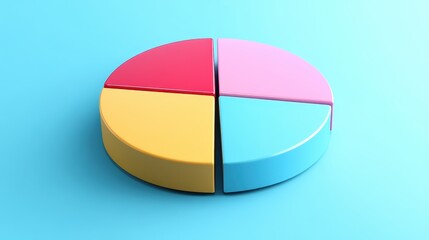 Fototapeta premium Savings and investment pie chart flat design top view personal finance theme 3D render triadic color scheme.