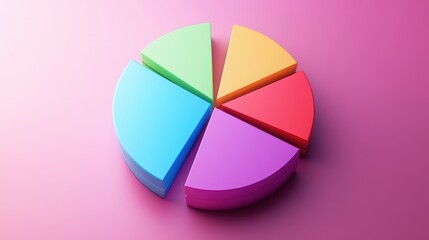 Obraz premium Savings and investment pie chart flat design top view personal finance theme 3D render triadic color scheme.