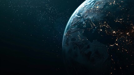 Fototapeta premium A planet with a dark blue color and a bright light on it