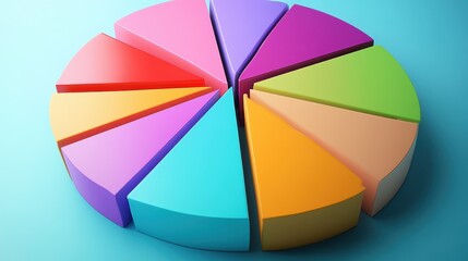 Obraz premium Savings and investment pie chart flat design top view personal finance theme 3D render triadic color scheme.