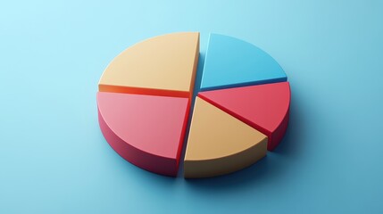 Obraz premium Savings and investment pie chart flat design top view personal finance theme 3D render triadic color scheme.