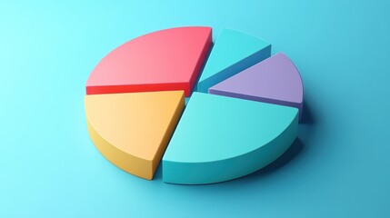 Obraz premium Savings and investment pie chart flat design top view personal finance theme 3D render triadic color scheme.