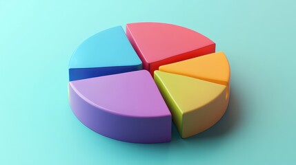 Obraz premium Savings and investment pie chart flat design top view personal finance theme 3D render triadic color scheme.