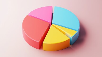 Obraz premium Savings and investment pie chart flat design top view personal finance theme 3D render triadic color scheme.