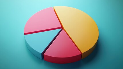 Obraz premium Savings and investment pie chart flat design top view personal finance theme 3D render triadic color scheme.