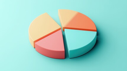 Obraz premium Savings and investment pie chart flat design top view personal finance theme 3D render triadic color scheme.