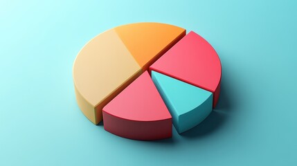 Obraz premium Savings and investment pie chart flat design top view personal finance theme 3D render triadic color scheme.