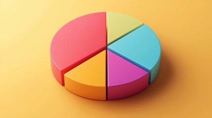 Obraz premium Savings and investment pie chart flat design top view personal finance theme 3D render triadic color scheme.