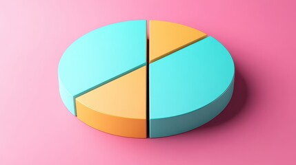 Obraz premium Savings and investment pie chart flat design top view personal finance theme 3D render triadic color scheme.