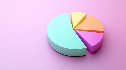 Obraz premium Savings and investment pie chart flat design top view personal finance theme 3D render triadic color scheme.