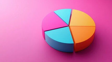 Obraz premium Savings and investment pie chart flat design top view personal finance theme 3D render triadic color scheme.