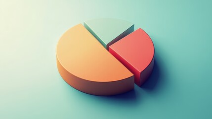 Savings and investment pie chart flat design top view personal finance theme 3D render triadic color scheme.