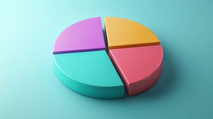 Obraz premium Savings and investment pie chart flat design top view personal finance theme 3D render triadic color scheme.
