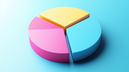 Obraz premium Savings and investment pie chart flat design top view personal finance theme 3D render triadic color scheme.