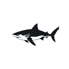 Obraz premium Artistic Illustration of a Black and White Shark on White Background
