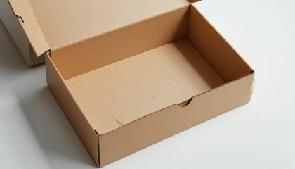 Empty shoe box with a clean surface, perfect for retail packaging and fashion branding visuals