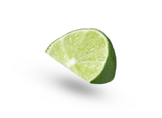 Lime slice floating in the air. Levity lime slice isolated