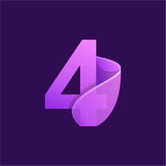 MODERN PURPLE NUMBER FOUR DESIGN VECTOR
