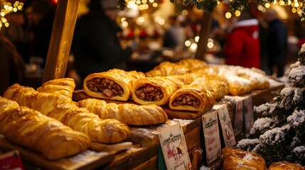 Festive Christmas Market with Crispy Peremech Pastries Highlighting the Joys of Russian Winter Celebrations