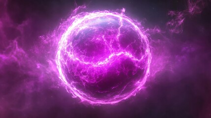 Obraz premium Abstract Purple Energy Sphere in Dark Cosmic Nebula Space Illustration