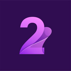 MODERN PURPLE NUMBER TWO DESIGN VECTOR