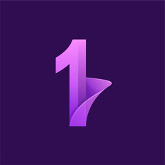 MODERN PURPLE NUMBER ONE DESIGN VECTOR