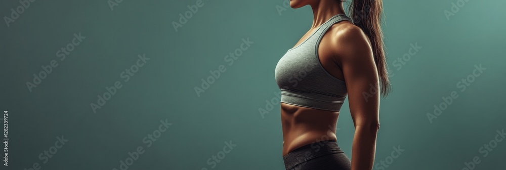 Poster transformation journey showcasing a womans progress from slightly overweight to fit in a fitness stu