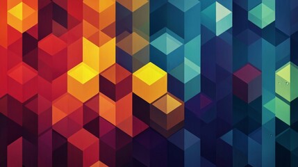 Abstract Geometric Cube Pattern with a Gradient Color Transition from Red to Blue