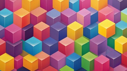 Obraz premium Colorful Geometric Cube Arrangement with Abstract Textured Background