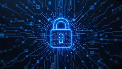 Digital Security Cyber Lock Network Protection Data Encryption Abstract Background