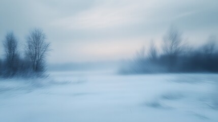 Motion Blurred Winter Landscape with Trees